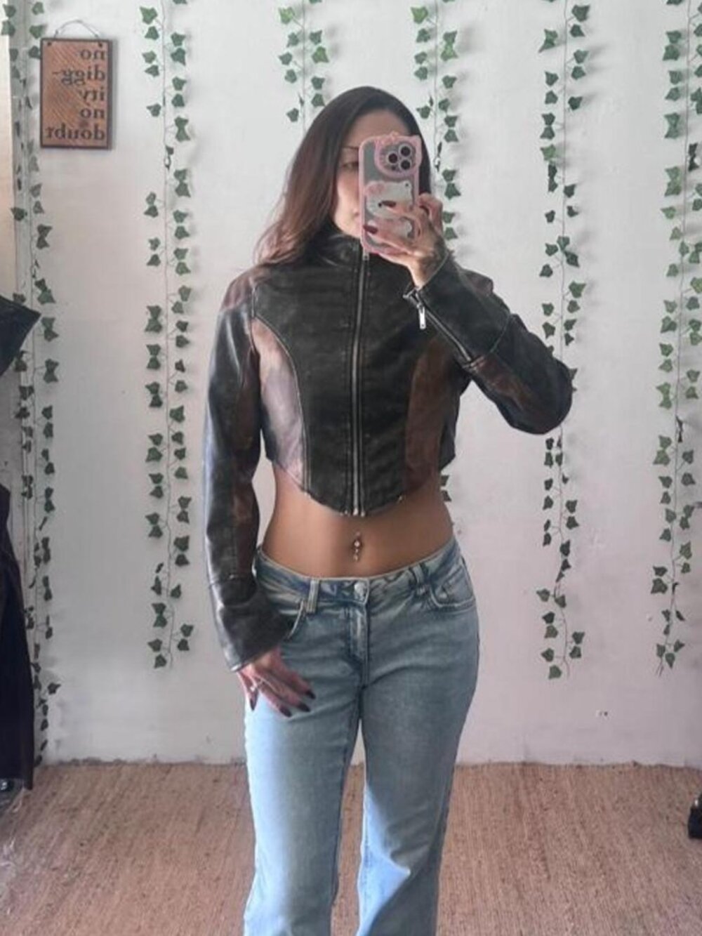 Fashion Nova Tough Luck Washed Faux Leather Jacket size small